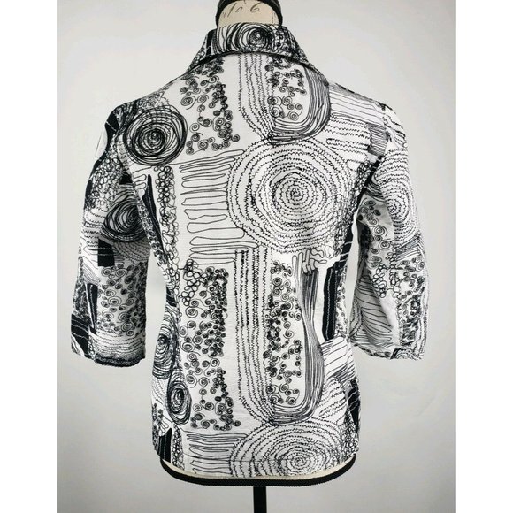 Chicos White Black Threading Design Womens Jacket Size 0 - Picture 5 of 7